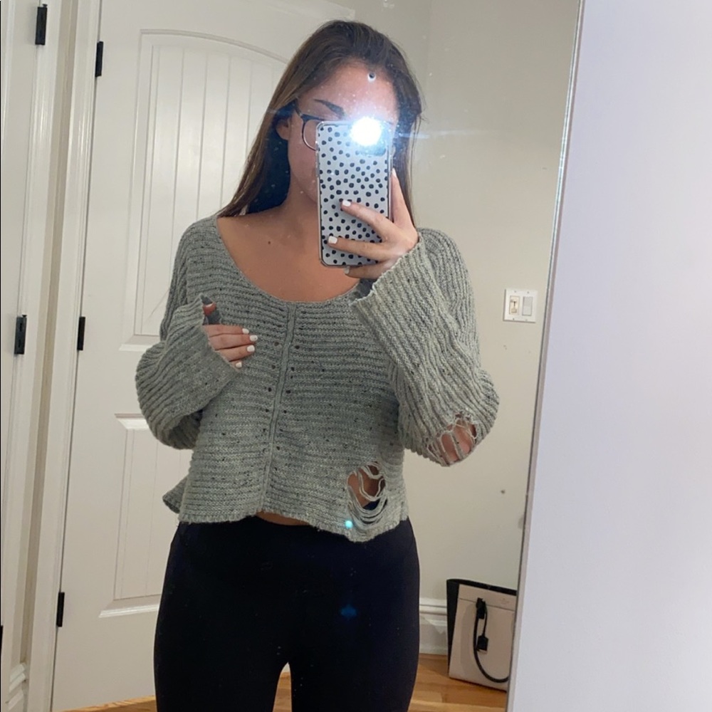 Distressed Wildfox cropped sweater